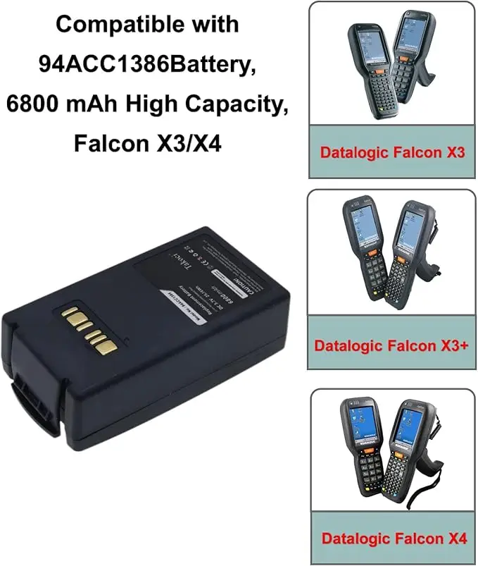 (20pcs) 6800mAh 94ACC1386,BT-26 Battery Replacement  for Datalogic Falcon X3, Falcon X3 Plus, Falcon X4 Barcode Scanner