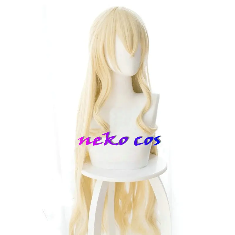 Anime Goblin Slayer Priestess Onna Shinkan Yellow Long Wig Cosplay Costume Women Heat Resistant Synthetic Hair Wigs+Wig Cap