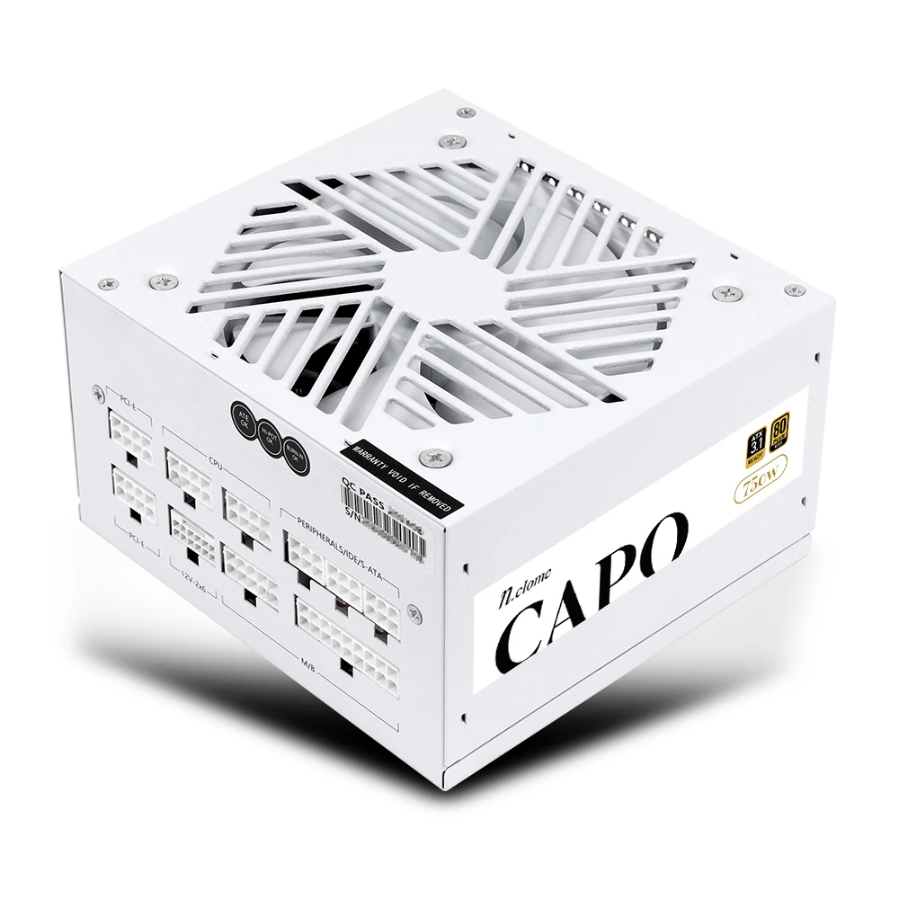 Enclom CAPO 750W 80PLUS GOLD Full Modular ATX 3.1 White Computer Power Supply