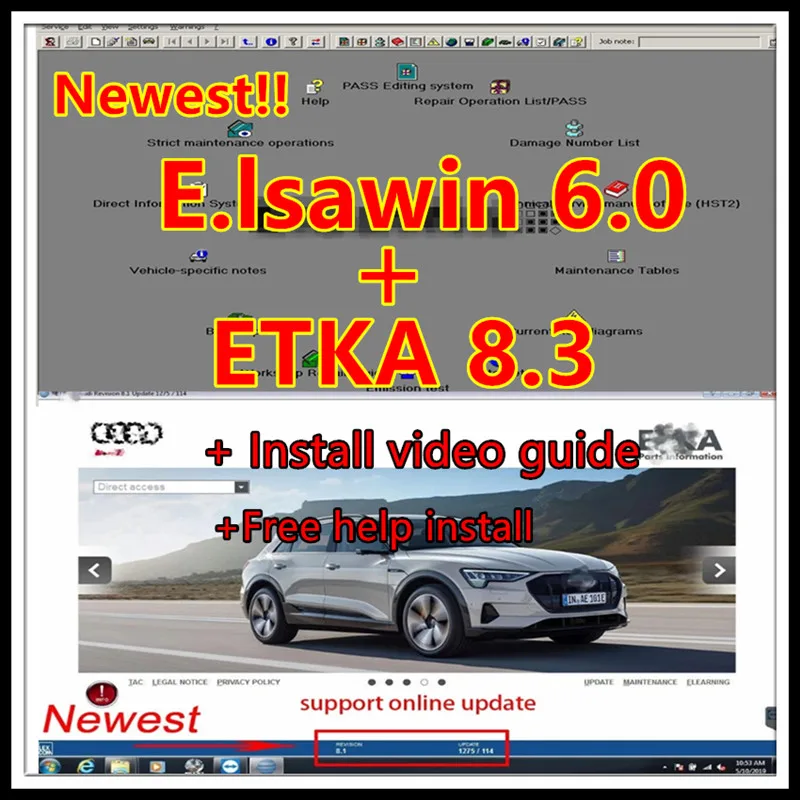 2023 hot sell ELSAWIN 6.0 with ET KA 8.3 Newest for A-udi for V-W Auto Repair Software Group Vehicles Electronic Parts Catalog