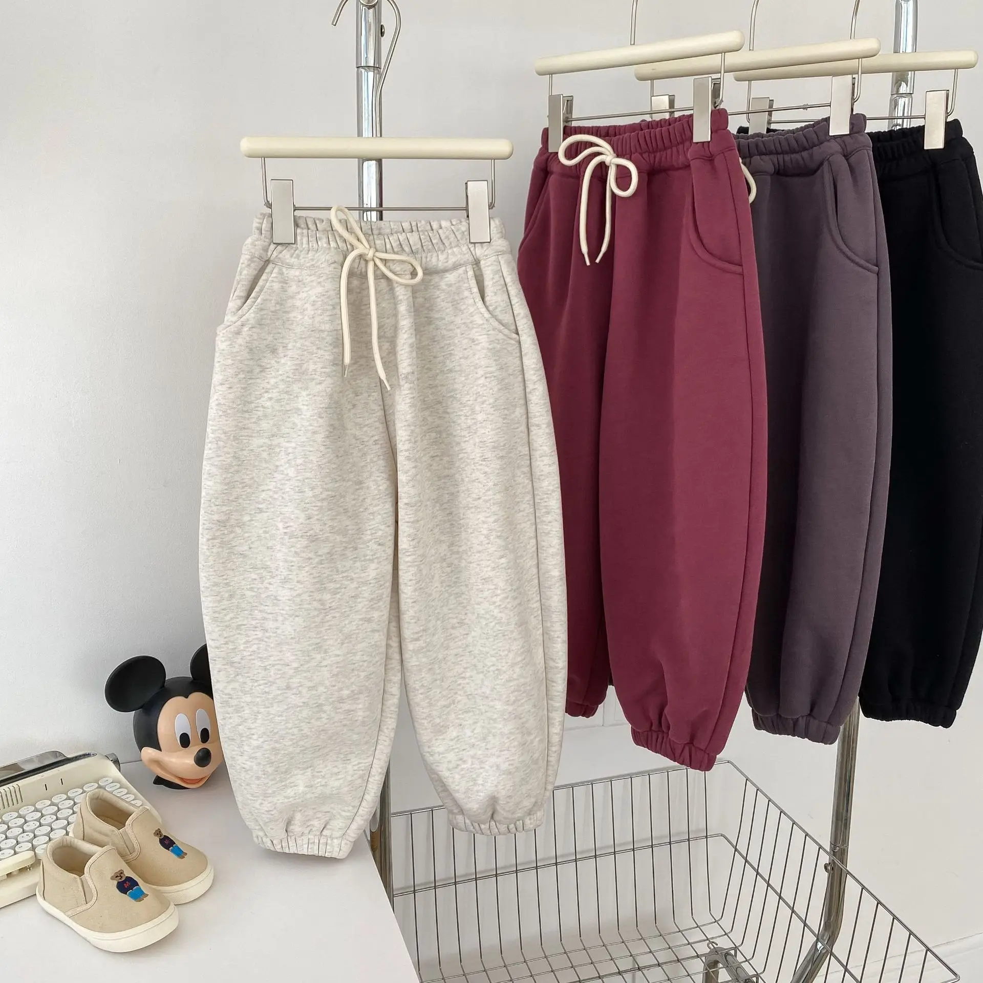 

Winter Boys Children Thicken Sweatpants Girls Cotton Fleece Warm Pants Kids All Match Velvet Pants