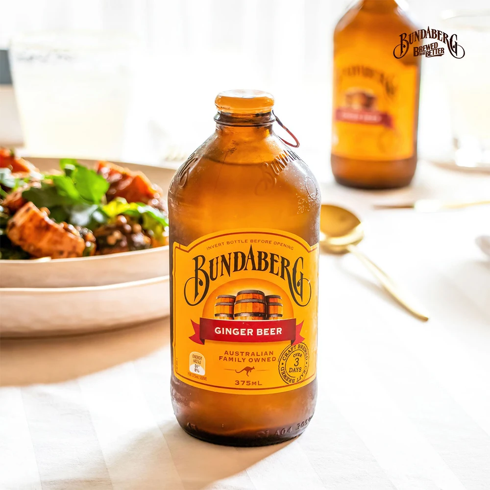 Bebidas carbonatadas Bundaberg Ginger Beer 375 ml x 12 botellas de vidrio