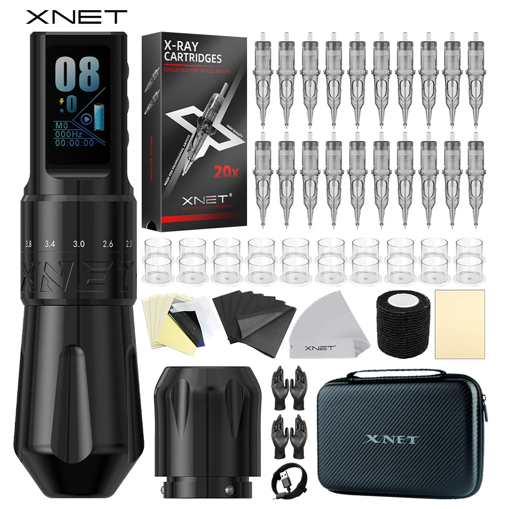 

Регулируемая беспроводная машина для татуировки XNET Talos, ручка 2,0-4,2 мм, бессердечный двигатель для точечной работы, макияжа, микропластичная ручка для татуировки