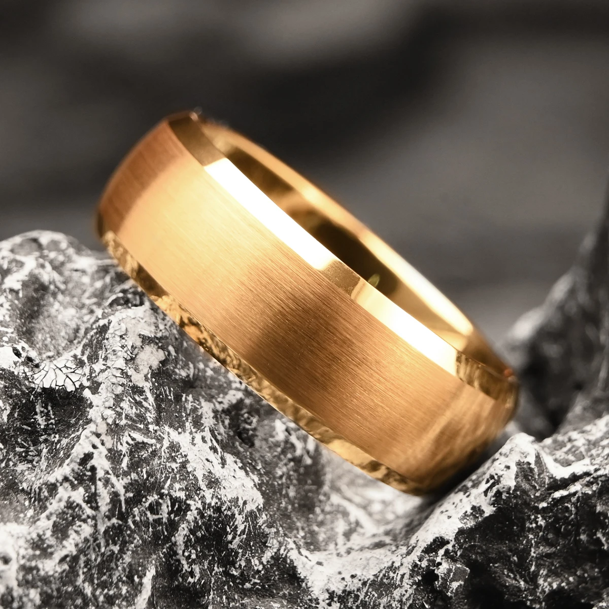 

Mens Gold Color Tungsten Carbide Ring Brushed Finish Wedding Bands Engagement Rings 8MM/6MM Durable Classic Jewelry Gift for Men