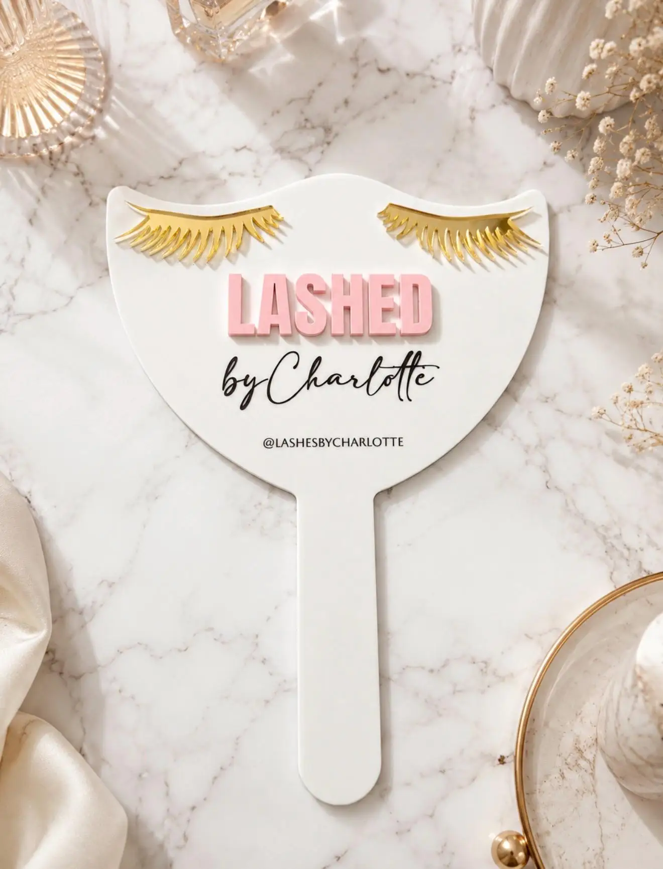 Personalized Lash Tech Handheld Mirror Custom Salon Mirror Esthetician Branding Mirror Acrylic Beauty Mirror Lash Studio Decor