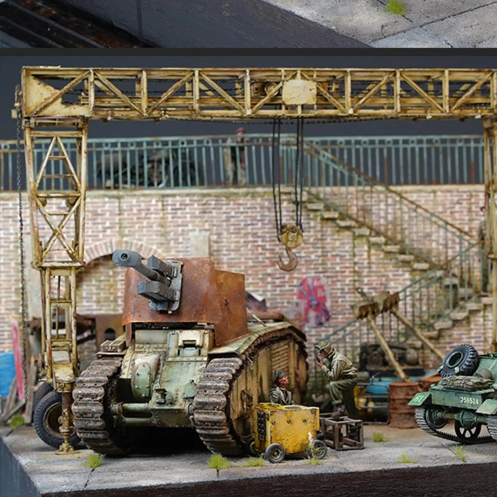 

1/35 Building Model Kit Scenery Layout DIY Scene Factory Easy Assembly Diorama 1:35 Scale Micro Landscape Architecture Model