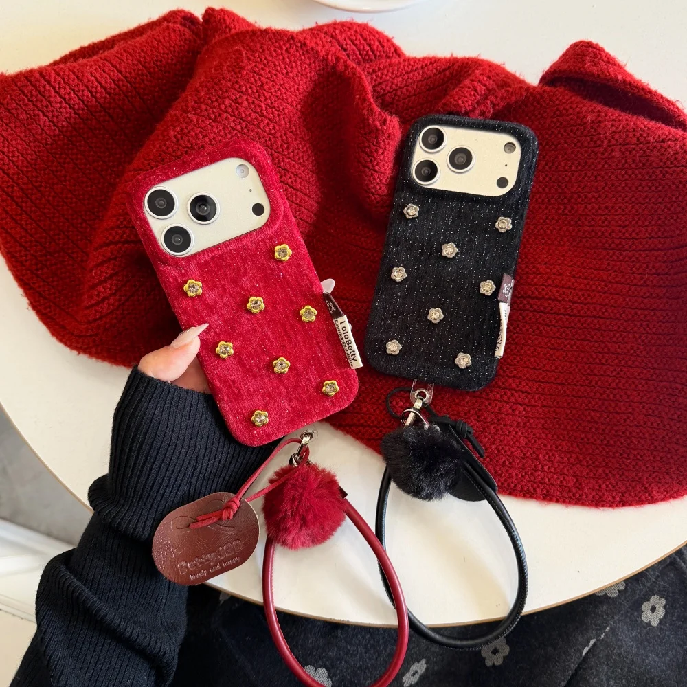 

Cute retro 3D full screen flower phone case for iPhone 17 16 ProMax 13 14 15Pro fundas Korean INS new shockproof protective case