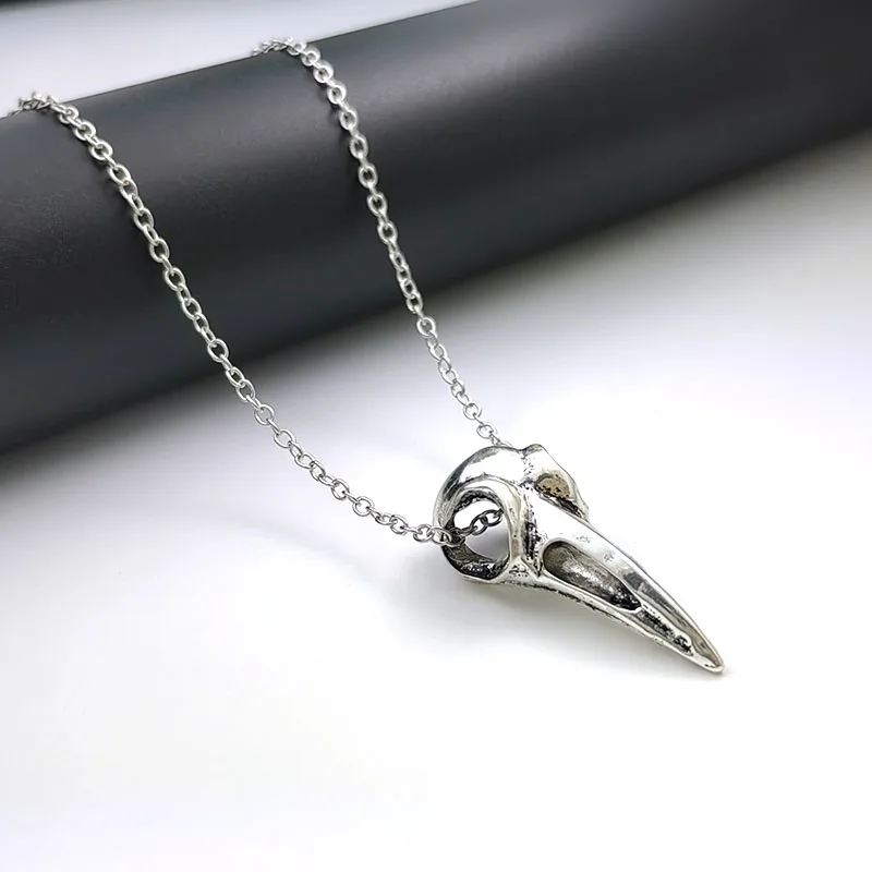 Bone Jewelry Raven Skull Necklace Bird Skull necklace Witchy Animal Skull Pendant necklace