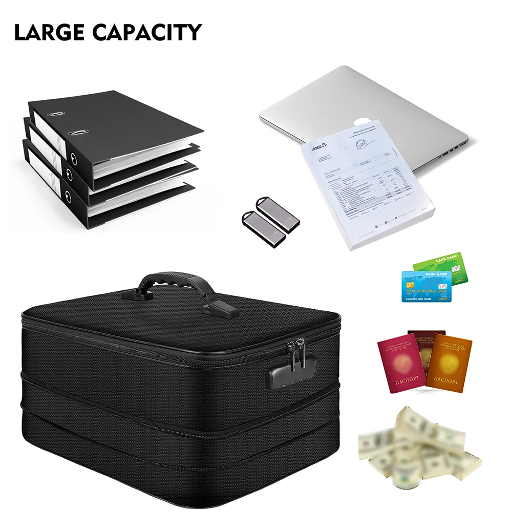 Fireproof and waterproof storage box for important documents, foldable storage box suitable for schools, homes, and offices