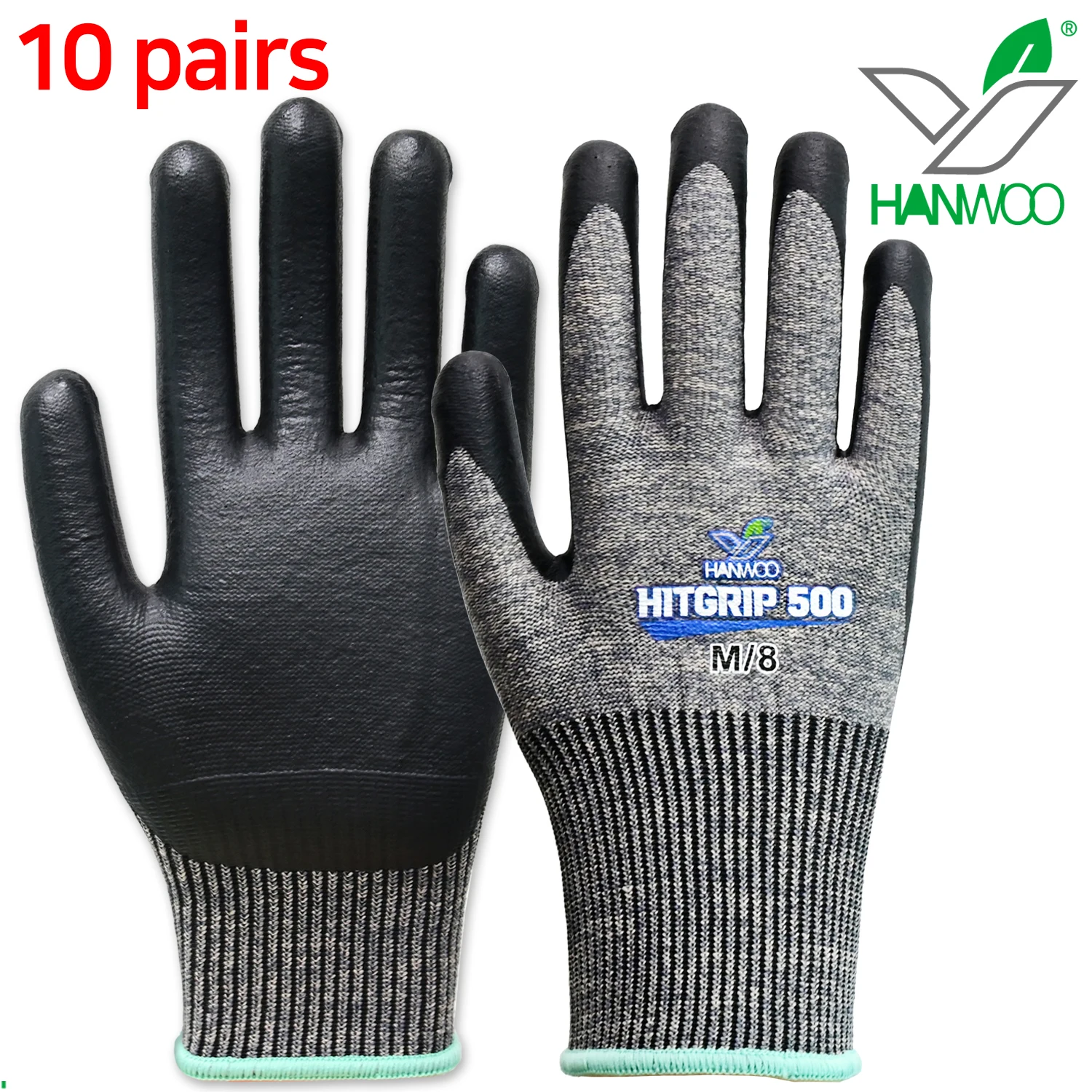 10 pairs of working gloves Hanwoo gloves heat grip 500 Courier gloves NBR coating safety gloves smart phone touch anti-skid joe driving garden fishing sports wear