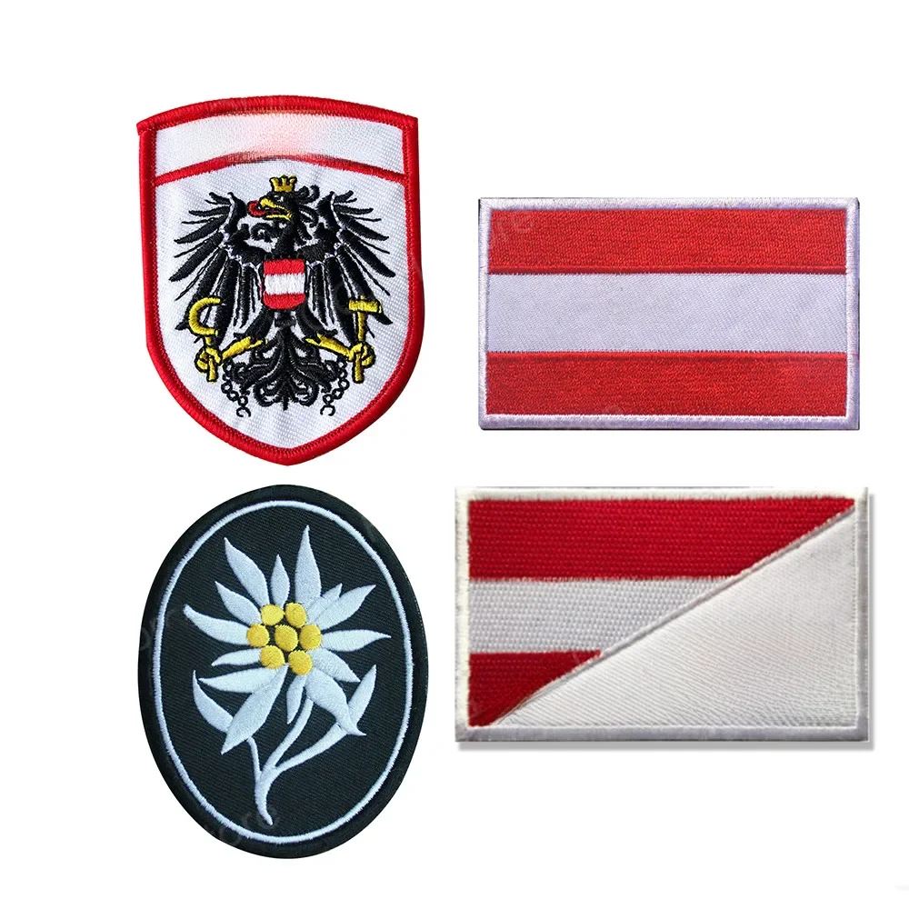 Austria flaga łatka haftowane paski naszywki na dekoracja ubrań wysokiej jakości flaga orzeł taktyczne wojskowe armii paskiem aplikacja — zdjęcie 2