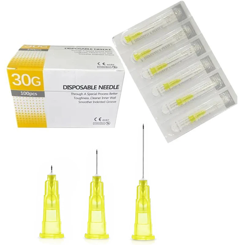 100Pcs Painless 30G 4mm 6mm 13mm Facial Mesotherapy Needles Sharp Syringe Needle Tattoo Needle For Skin Tightening