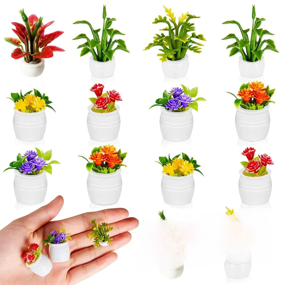 14 stücke Puppenhaus Pflanzen Mini Bonsai grünes Blatt Pflanzen Blumen modelle gefälschte grüne
