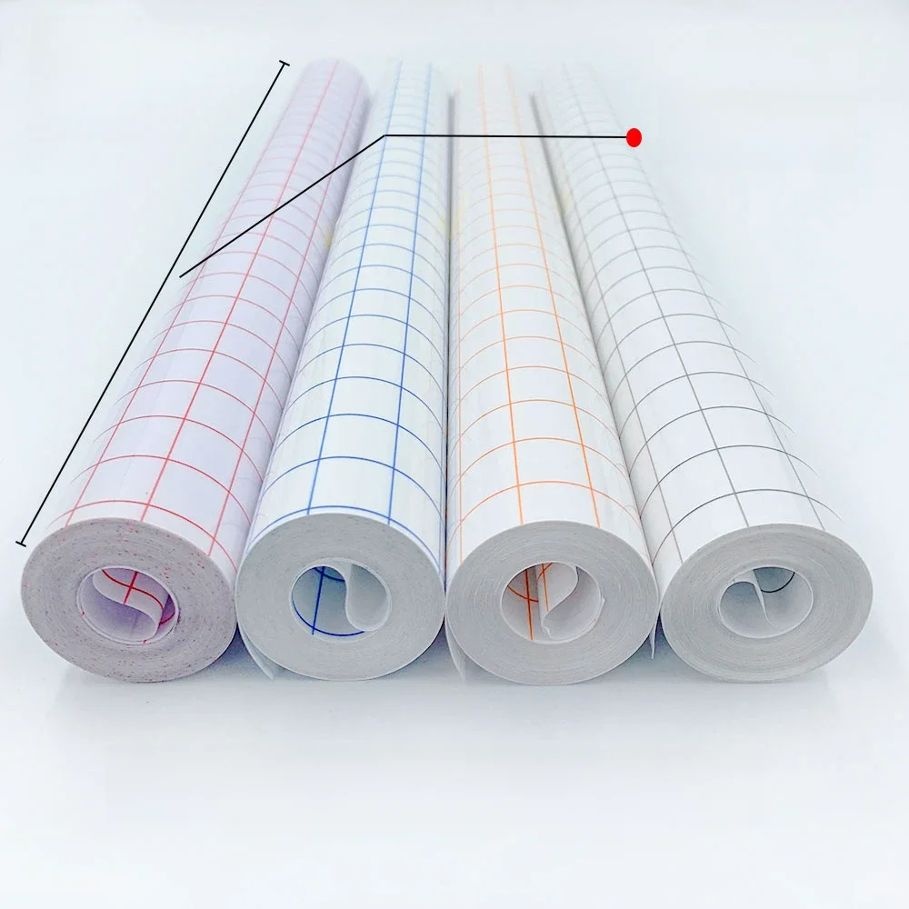 12 x 196 Zoll Charge transparentes Vinyl-Anwendungsband, blaues/rotes Ausrichtungsgitter für Auto, Wand, Handwerk, Kunst, Aufkleber, Transferpapier, selbstklebend