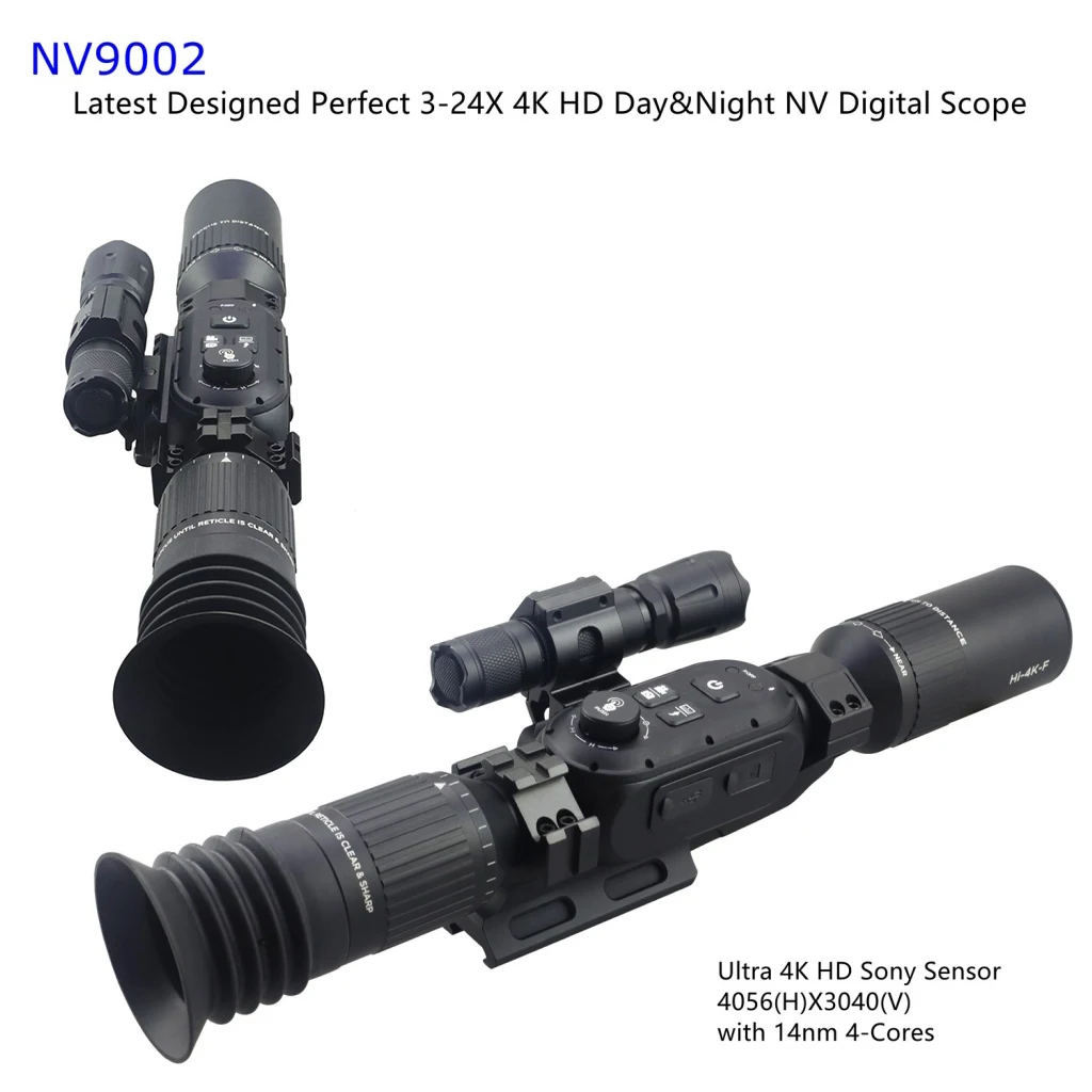 3-24X 4K HD Infrared Sight Day&Night Vision Digital Scope NV9002 24x Magnification Telescopic Scope with WiFi and Bluetooth