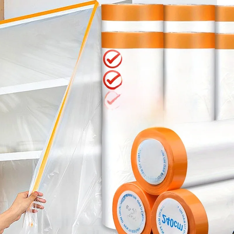 Film de masquage encadré 10M, peinture plastique, tissu en forme de goutte, Protection des appareils pour meubles, sols, étanche, Anti-poussière, couvercle pré-encarré