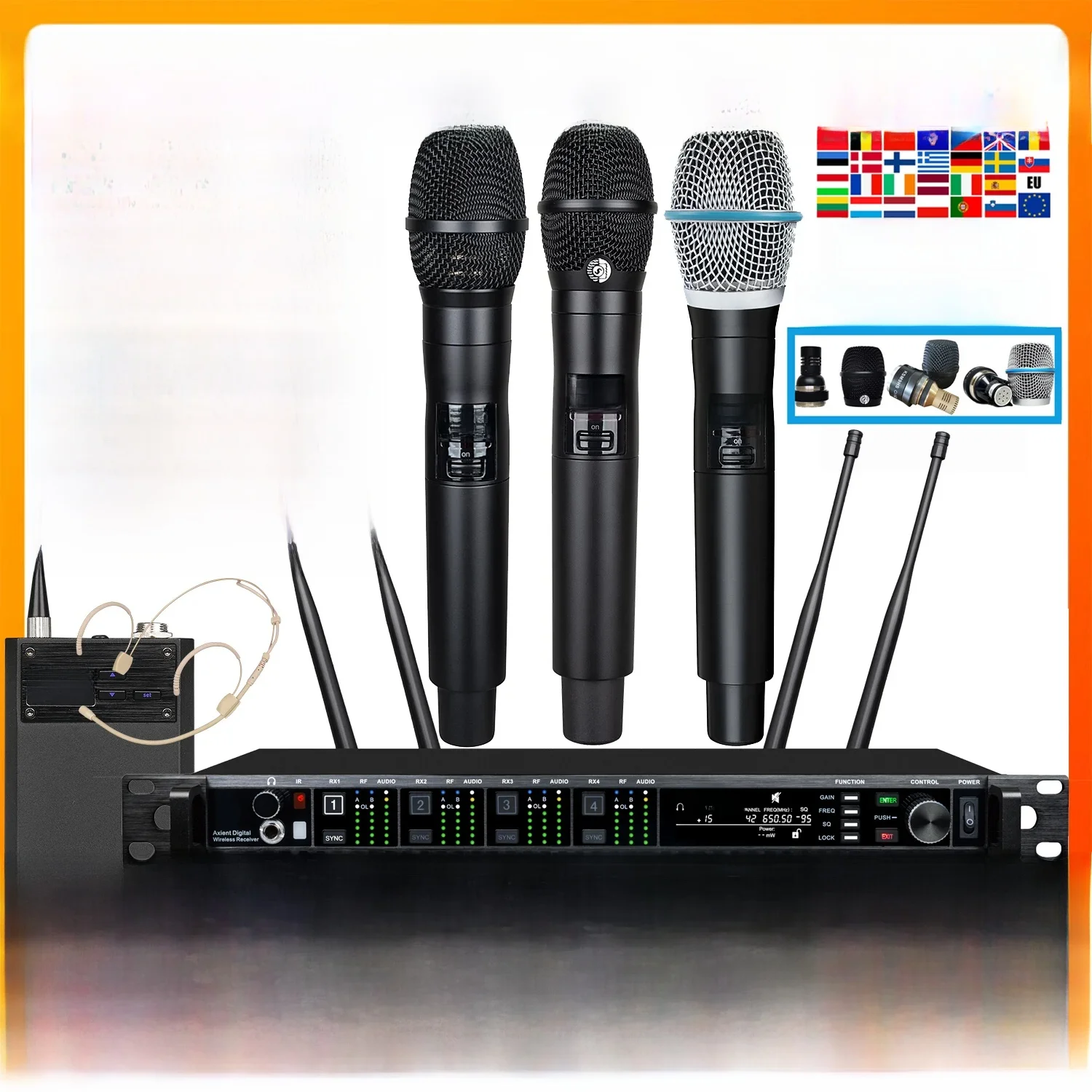 Leicozic AD4Q 4-kanałowy bezprzewodowy mikrofon profesjonalny sceniczny mikrofon kondensatorowy KSM11 KSM9 BETA87A kapsuła 500/600/900Mhz — zdjęcie produktu 7