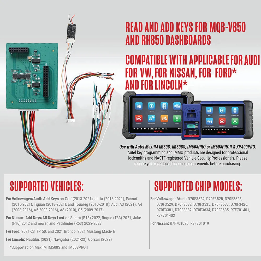 Autel MaxiIM APB131 Adapter Works With XP400 PRO Read IMMO Data MQB-V850 RH850 Add Key For VW For Audi /Nissan for IM508 IM608