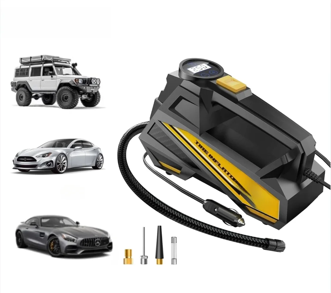 AliExpress SUITU Corded Portable Car Air Pump Upgraded 12V 150PSI Electric Tire Inflator Pump Motorcycle Bike Ball LED Light Car Air Compressor