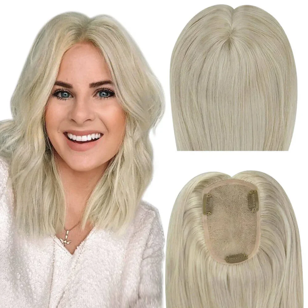 LaaVoo Virgin Topper Mono And PU Base Hair 3*5inch Human High Quality Hair Pieces For Thinning Hair Natural Topper Real Hair