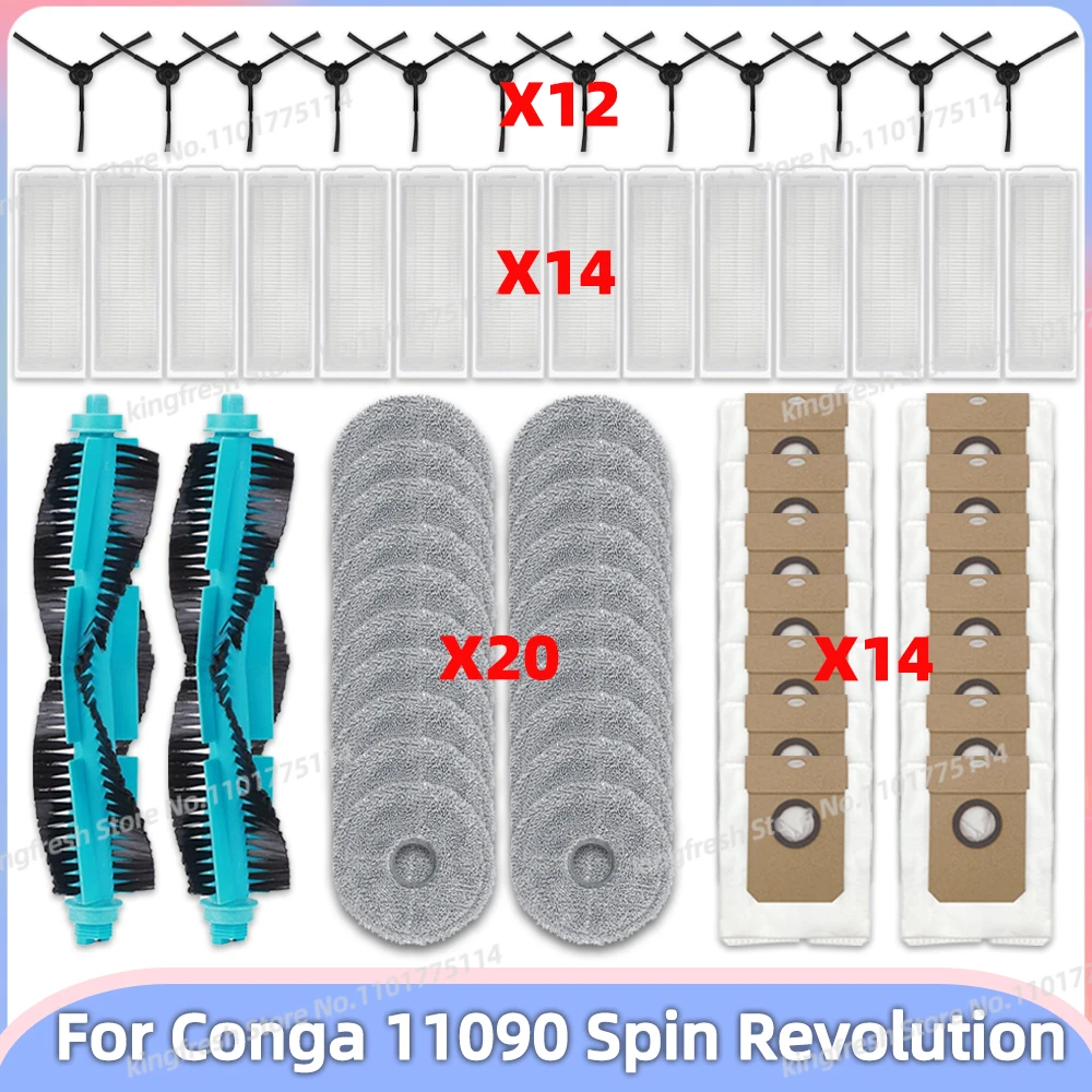 Fit For Cecotec Conga 11090 Spin Revolution Robot Vacuum Parts Roller Side Brush Hepa Filter Mop Cloth Rag Dust Bag accesorios