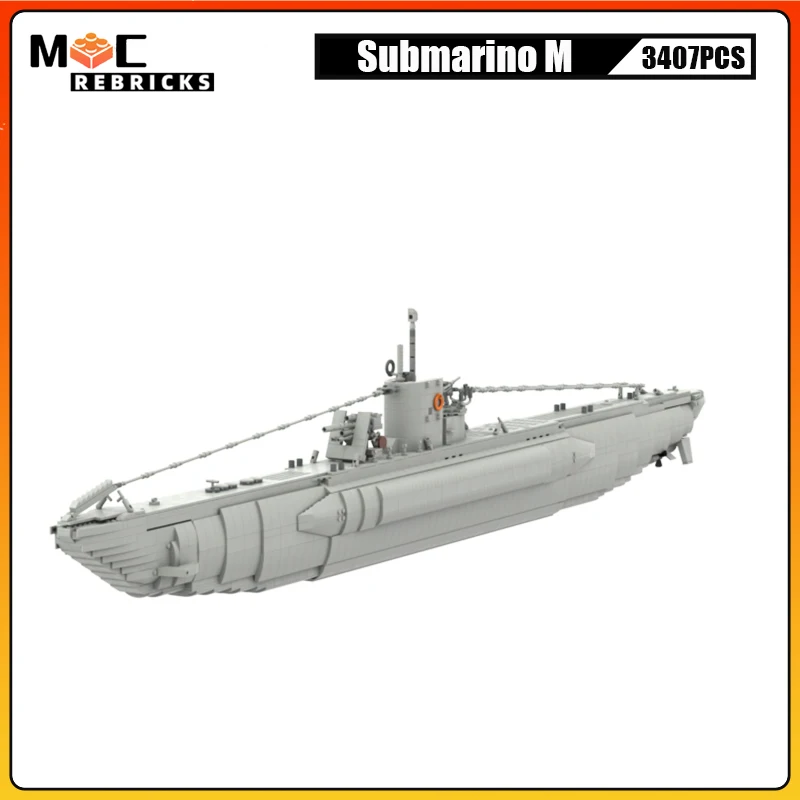 

WW2 Military Submarine 3407 parts MOC Building Block Naval Combat Ship Weapons Brick Toys DIY Warship Boats Model Children Gifts