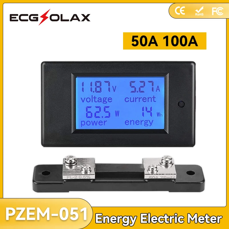 PZEM 0-100A 4 in 1 DC Electricity Usage Monitor LCD Digital Current Voltmeter Ammeter Power Energy Multimeter Panel Tester Meter