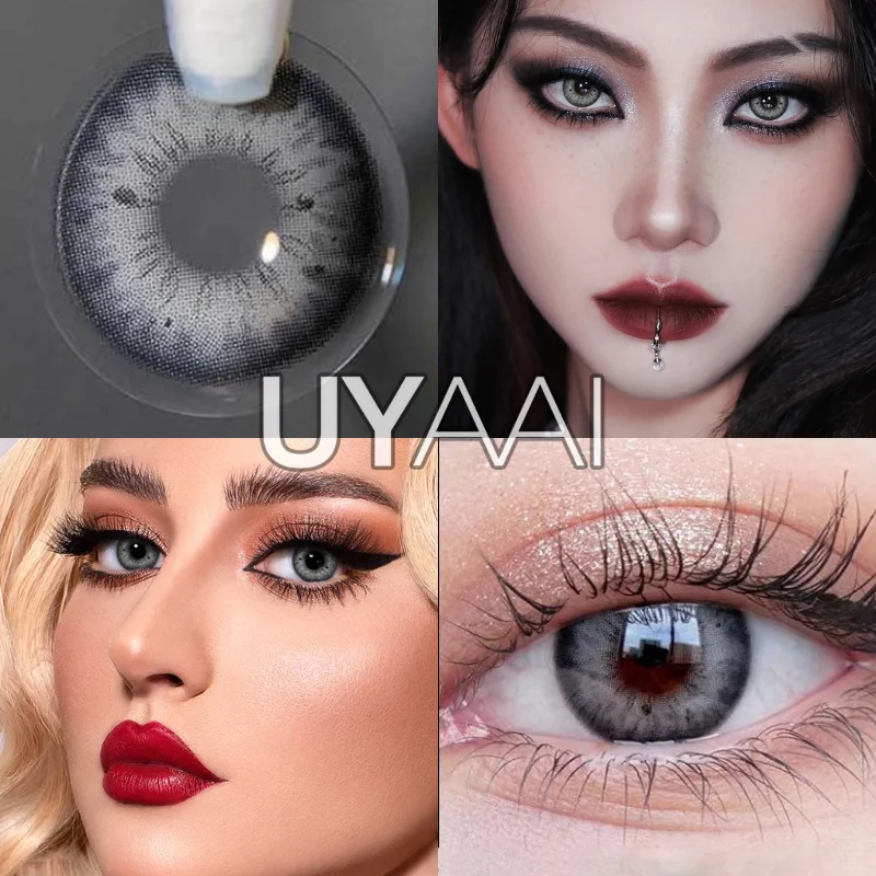 UYAAI 1 Pair Colored Contact Lenses for Eyes Free Shipping Brown Lense Blue Lenses Gray Eye Contact Fashion Lenses Korean Lenses