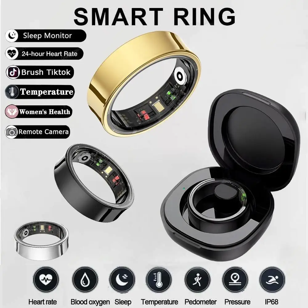 

Germany Dialog Chip Smart Ring for Men Women, 5-7days Long Battery Life Heart Rate Blood Oxygen Fitness Tracker for iOS Android