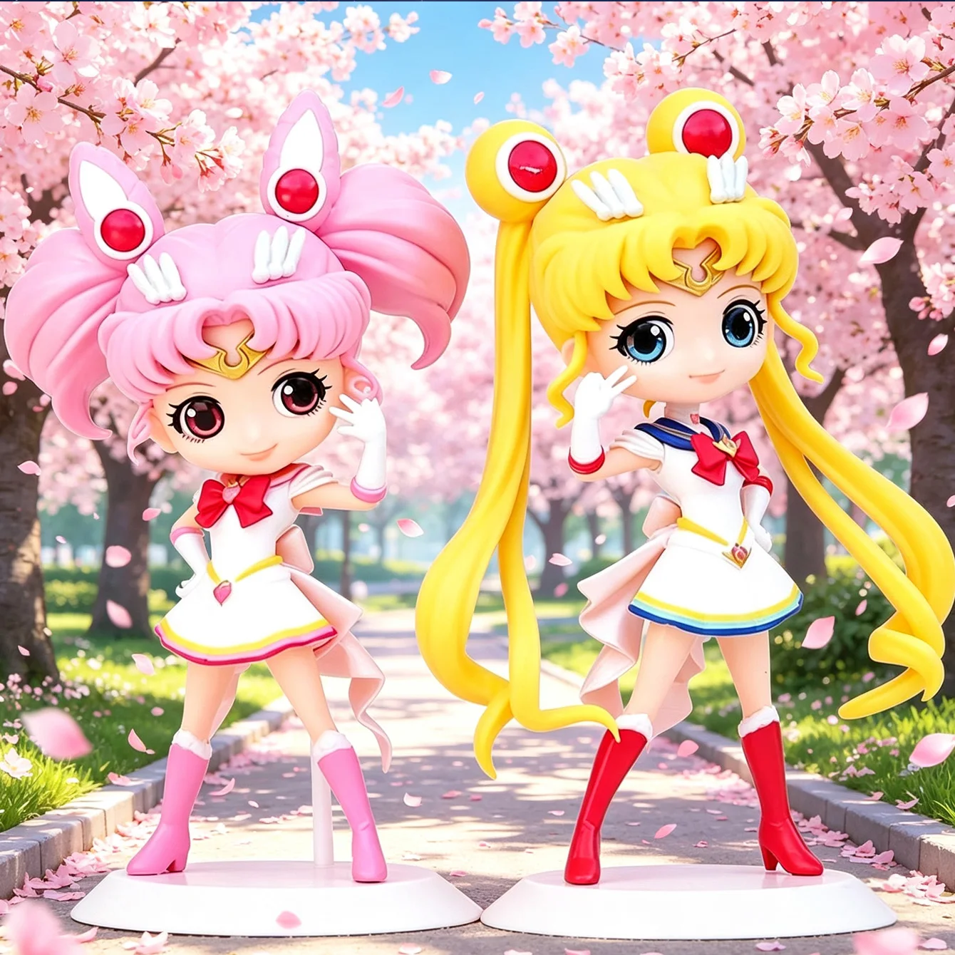 Set de Figuras de Sailor Moon y Chibi Moon – Estilo Q Posket, Tsukino Usagi y Chibiusa, Versión Uniforme de Marinero, Estatua Coleccionable de PVC