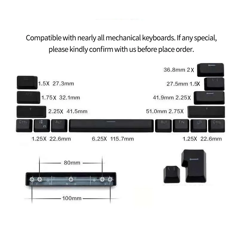 Capuchons de touches de clavier en PBT, accessoires pour clavier mécanique Dolch Standard 104/108