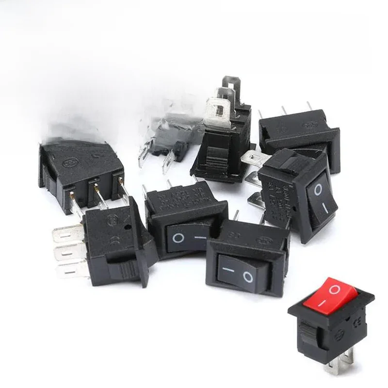 5/10/15 sztuk przełącznik wciskany 10x15mm SPST 2Pin 3A 250V KCD11 zatrzaskowy włącznik/wyłącznik kołyskowy 10MM * 15MM czarny czerwony i biały — zdjęcie 2