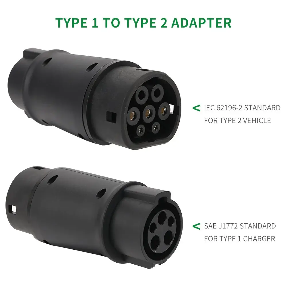 EV Adapter Type1 To Type2 Electric Cars Charger Converters Sae J1772 To IEC62196 16A And 32A