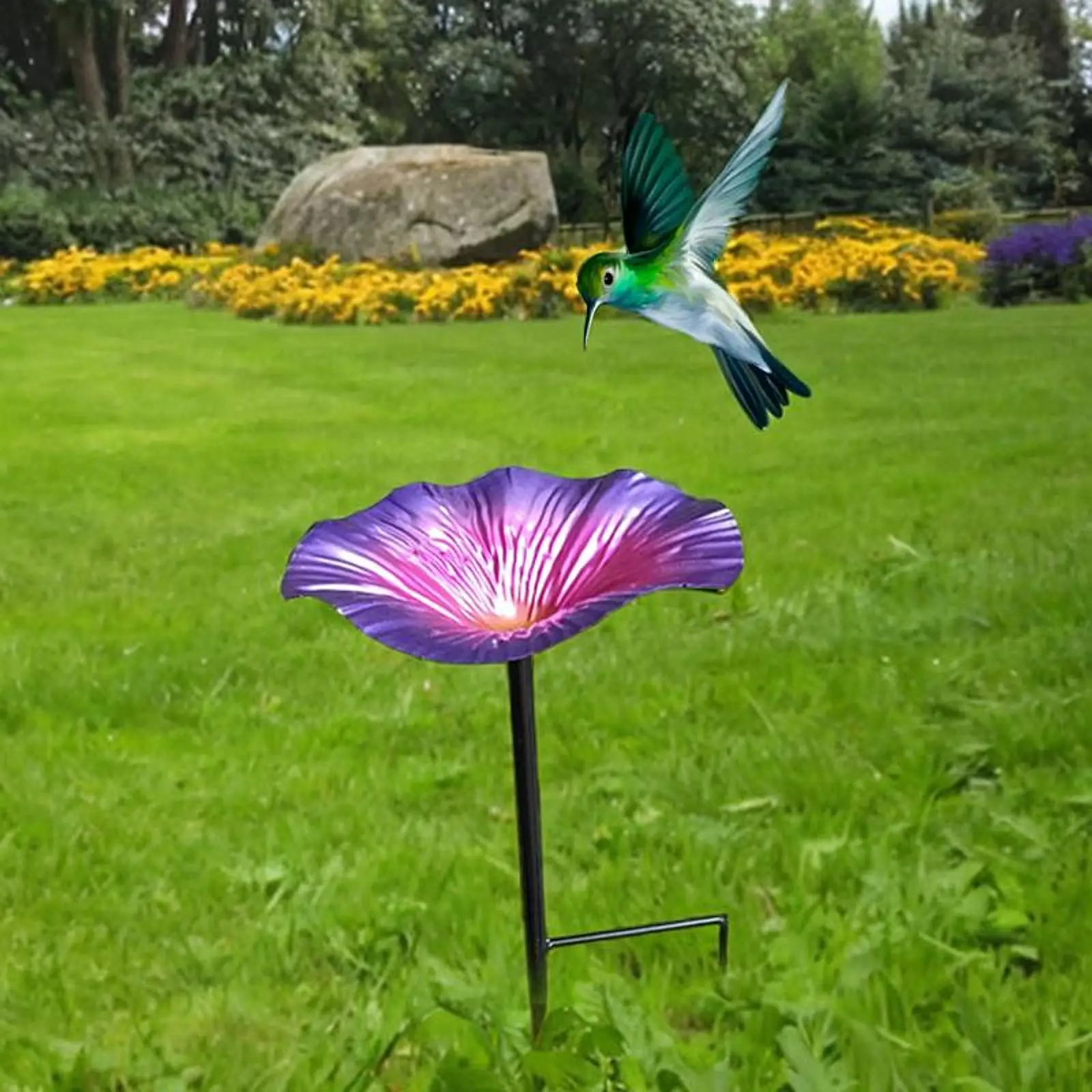 Bird Baths Anti-Rust Metal Bird Feeder with Stake for Outdoor Garden Backyard Bird Lovers Wild Bird Feeding Accessory