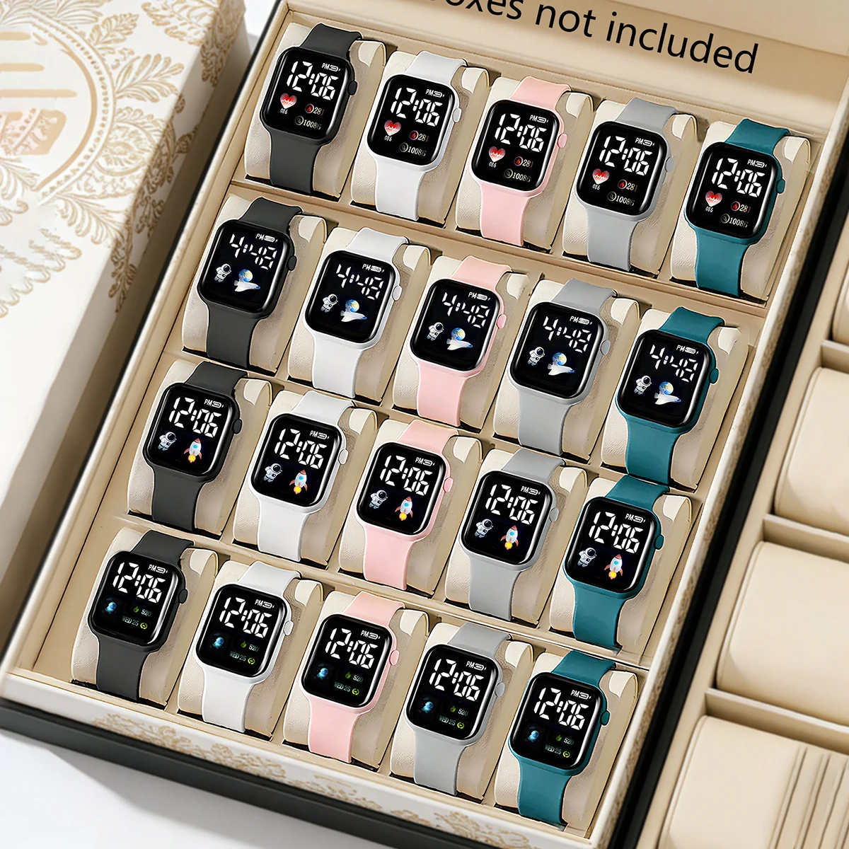 20-Piece Set of Children's Electronic Watches with Led Time Display, Non-Smart Features, Exquisite Birthday Gift for Girls/Boys