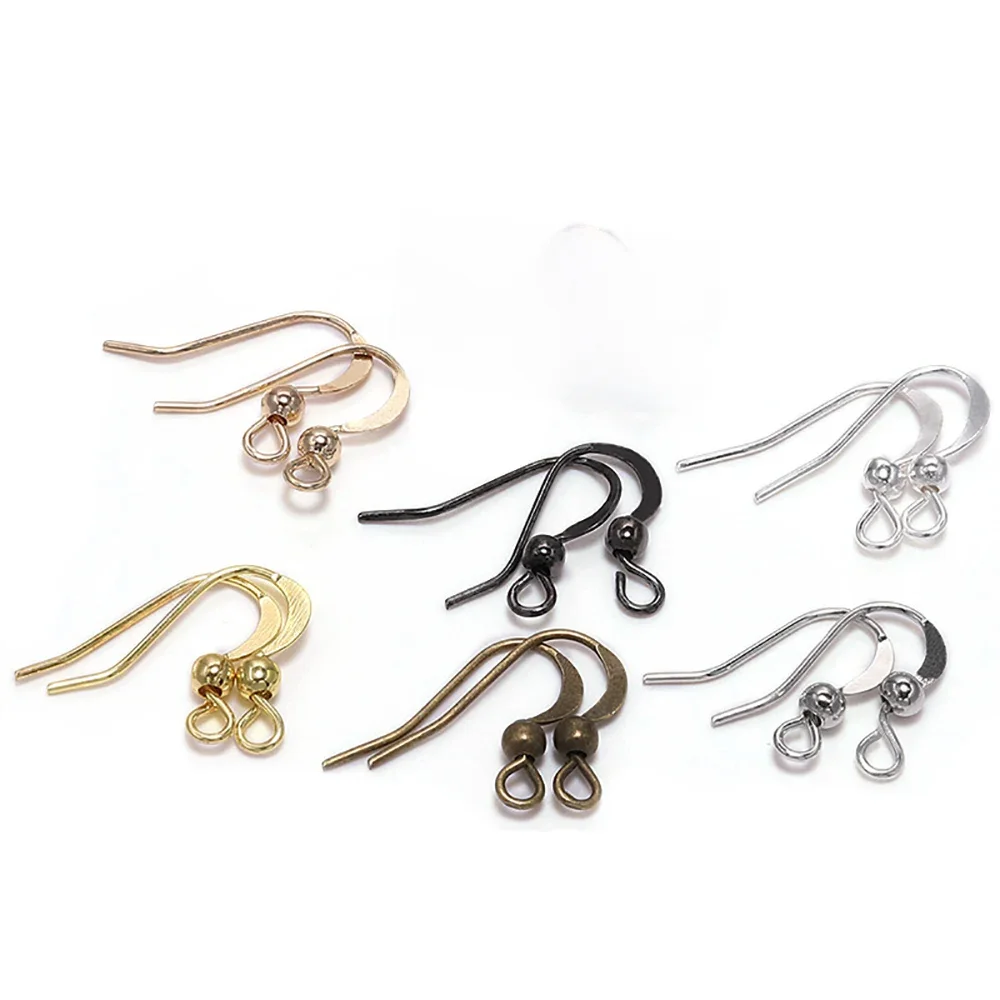 Fermoirs de boucle d'oreille en bronze doré, composants de boucle d'oreille, crochets torsadés, résultats de fils de boucle d'oreille, bijoux de bricolage, 19x18mm, 100 pièces