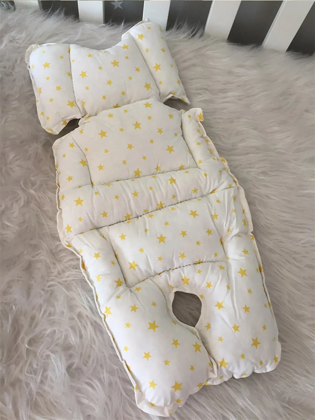 Handmade Yellow Star Car Seat Cushion - Stroller Cushion