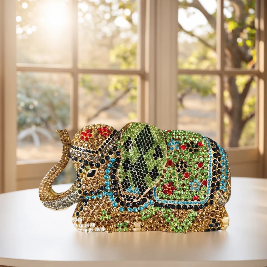 

Chic Women Elephant Shape Rhinestone Evening Bag Dazzling Crystal Clutch Purse Cute Animal Cocktail Party Handbag