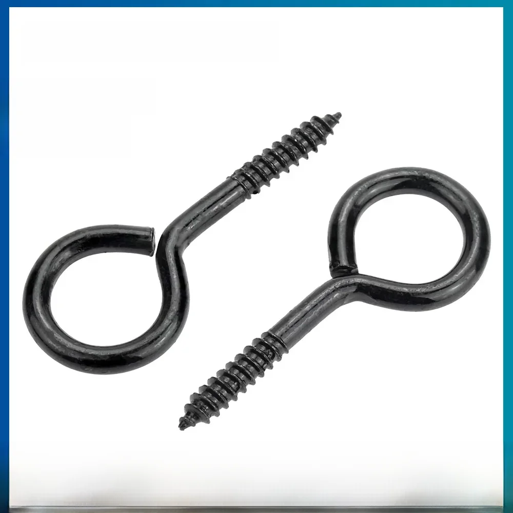 5-50pcs crochets à vis robustes 12 # 14 # 16 # Noir Zingué 1 # -5 # Petites vis à œillets en métal pour suspendre des lumières, bijoux à faire soi-même