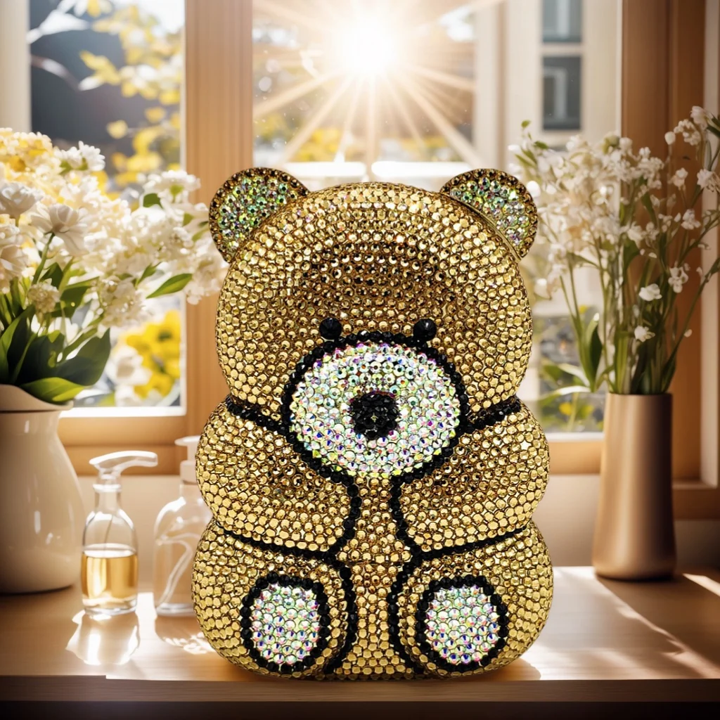 Cute Bear Rhinestone Evening Bag Women Luxury Crystal Clutch Diamond Party Bag Girl Prom Handbag Purse