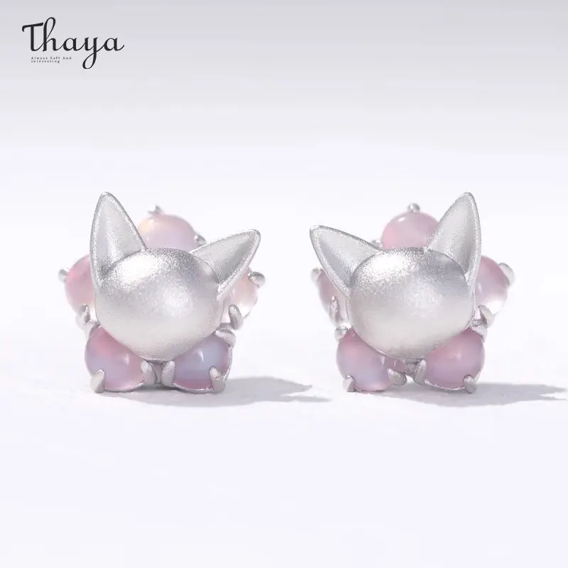 

Thaya 100% S925 Sterling Silver Cats Earrings Elegant Women Earring Stud Crystal Flower Design For Women Engagement Fine Jewelry