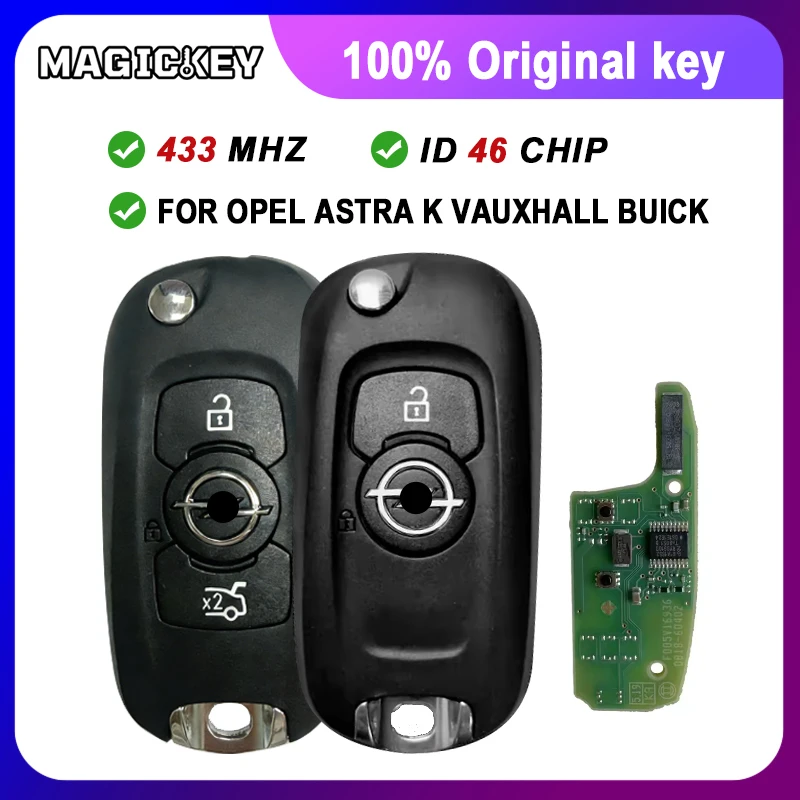 1PCS Clé télécommande intelligente pliable d'origine ID46/PCF7961E 433Mhz pour Vauxhall Buick Astra K Opel Verano Excelle 2015 2016 2017 2018 2019