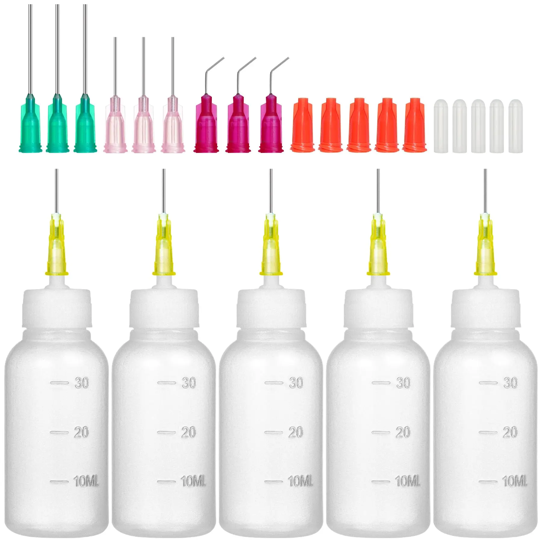 30ml Glue Bottles with Blunt Needle - Precision Tip Squeeze Applicator Dispenser Bottle for Dispensing or Refilling Oil, Liquids