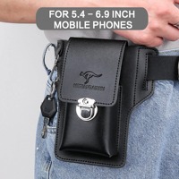 Men Leather Pack Waist Bag Belt Clip Phone case Holster Mobile phone bag Fits all mobile 5.4 - 6.9 inch phones iphone Samsung