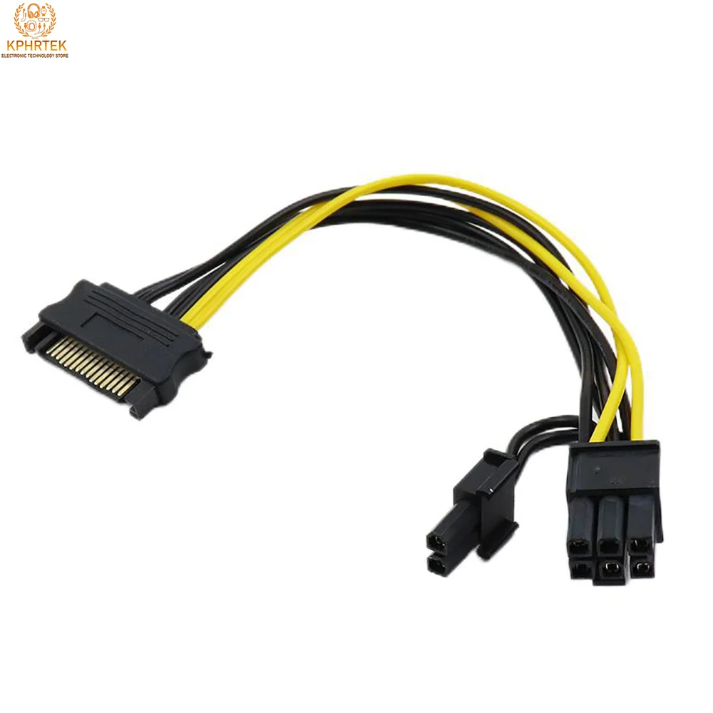 SATA 15pin to 8pin graphics card power cable (6P+2P adapter) (Computer graphics card power cable 15P to 8P)