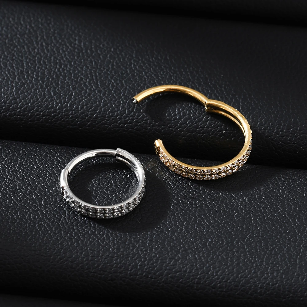 ASTM F136 Titan Piercing CZ Nasenringe Scharniersegment Septum Clicker Daith Ohrringe Hoop Knorpel Tragus Piercing Schmuck – Detail 6
