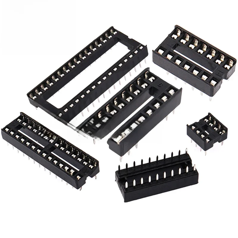 10 pièces prises IC DIP6 DIP8 DIP14 DIP16 DIP18 DIP20 DIP28 DIP40 2.54mm connecteur 8 14 16 18 20 24 28 40 broches DIP Socket puces Base