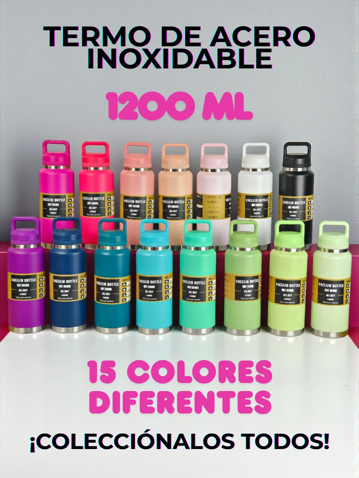 Termo de Acero Inoxidable FAB-13, Termo para uso diario con capacidad de 1200 ml,Termo aislante ideal para gym, oficina, picnic, escuela, apto para hombre, mujeres y niños.