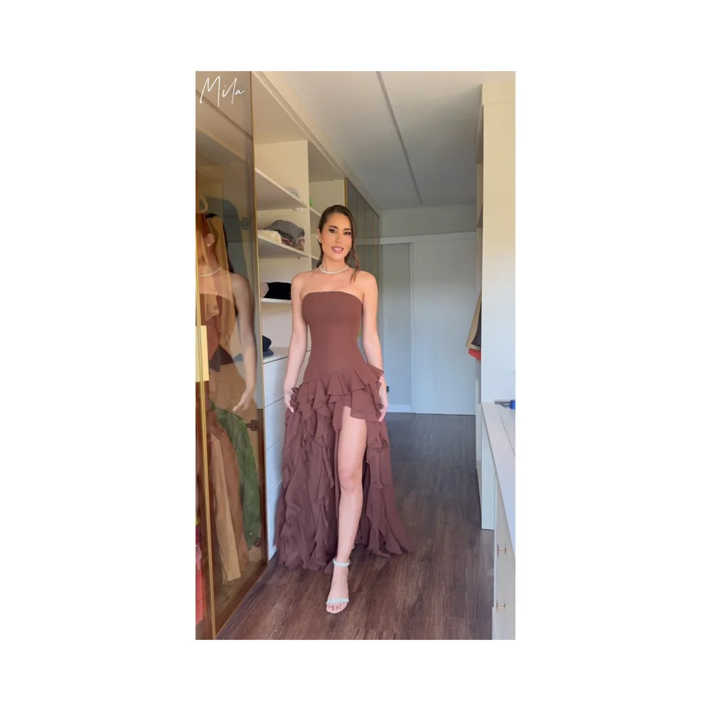 

Mila Strapless Simple Prom Dress Sleeveless Customized Luxurious Evening Woman Dresses Sheath Floor-Length vestidos de fiesta