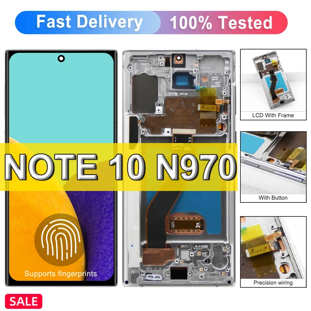 

Note 10 AMOLED Screen, For Samsung Galaxy Note10 LCD Display N970F Touch Screen Replacement For Samsung Note10 Display +Frame